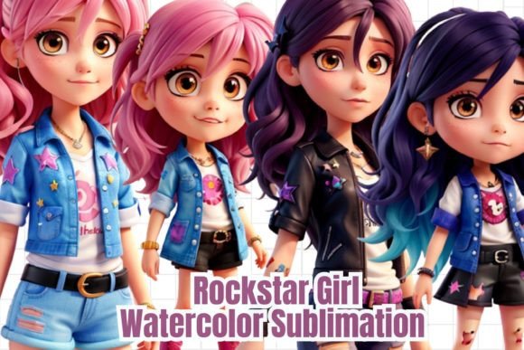 Download Rockstar Girl Watercolor Sublimation - Rockstar Collection