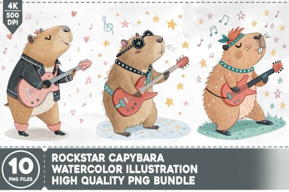 Download Rockstar Capybara PNG Bundle - Rockstar Collection